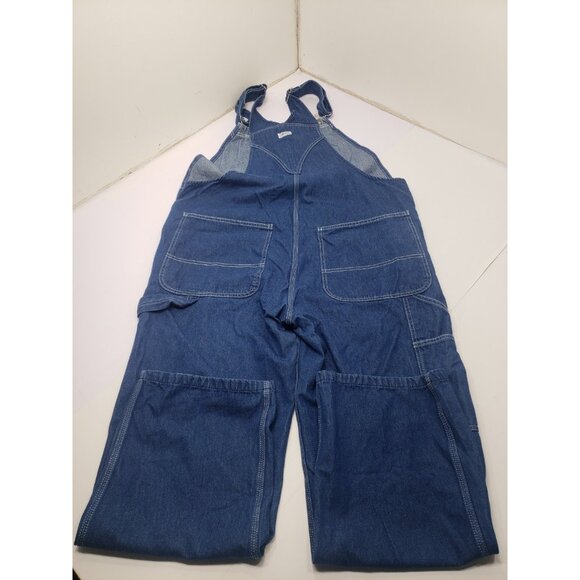 Liberty Overalls Mens Blue Canvas Bib Distress Carpenter Work Wear Size 42X30 - Picture 10 of 16